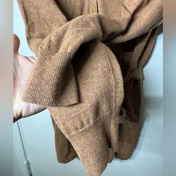 J.Crew Factory Wool Blend Belted Button Front Longline Cardigan Brown Sweater S - Picture 4 of 16